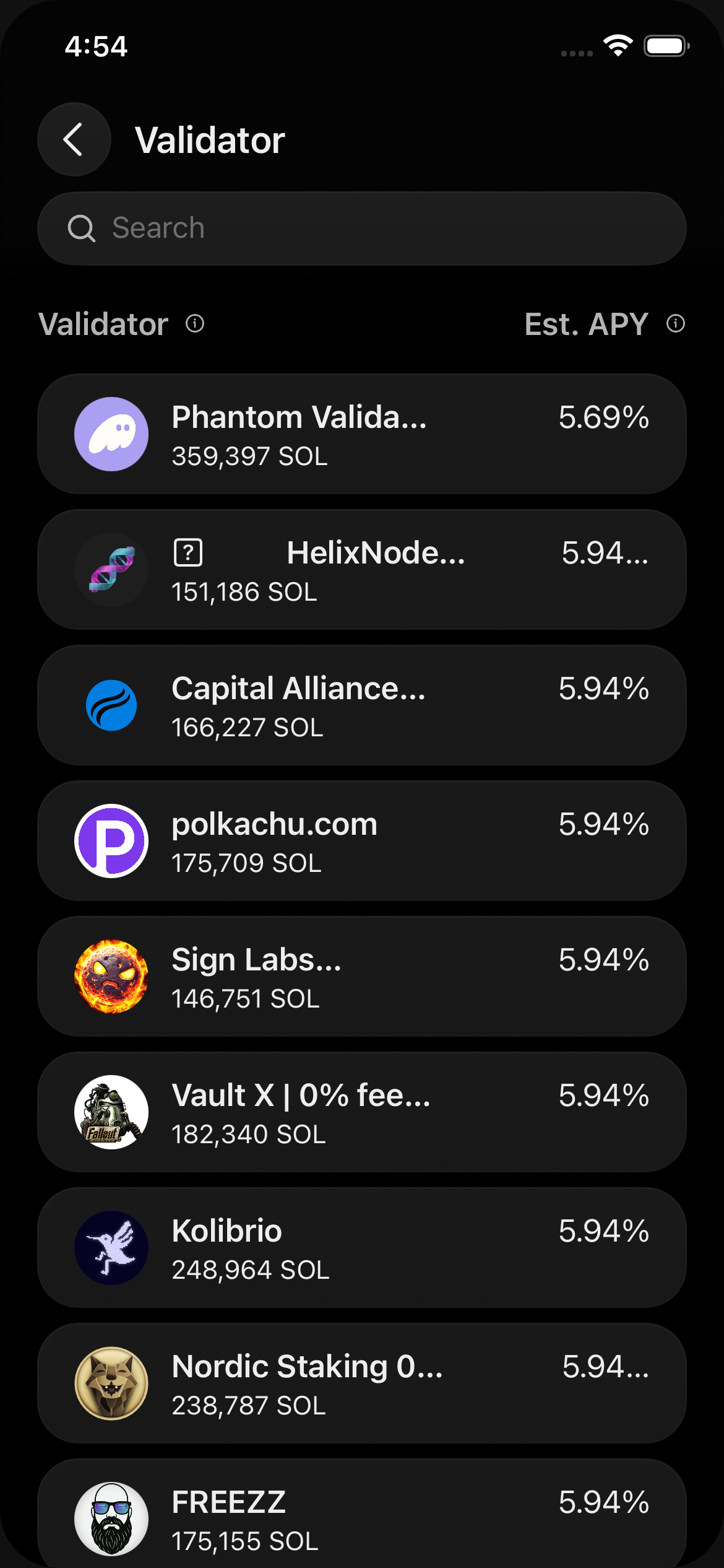 Validator picker